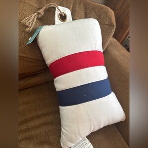 Sheffield Home Coastal White Pillow with Rope Accent